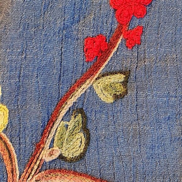 🔺️Anthropologie Fig & Flower Blue Embroider Floral Button Front Top Size 1X - Picture 5 of 11